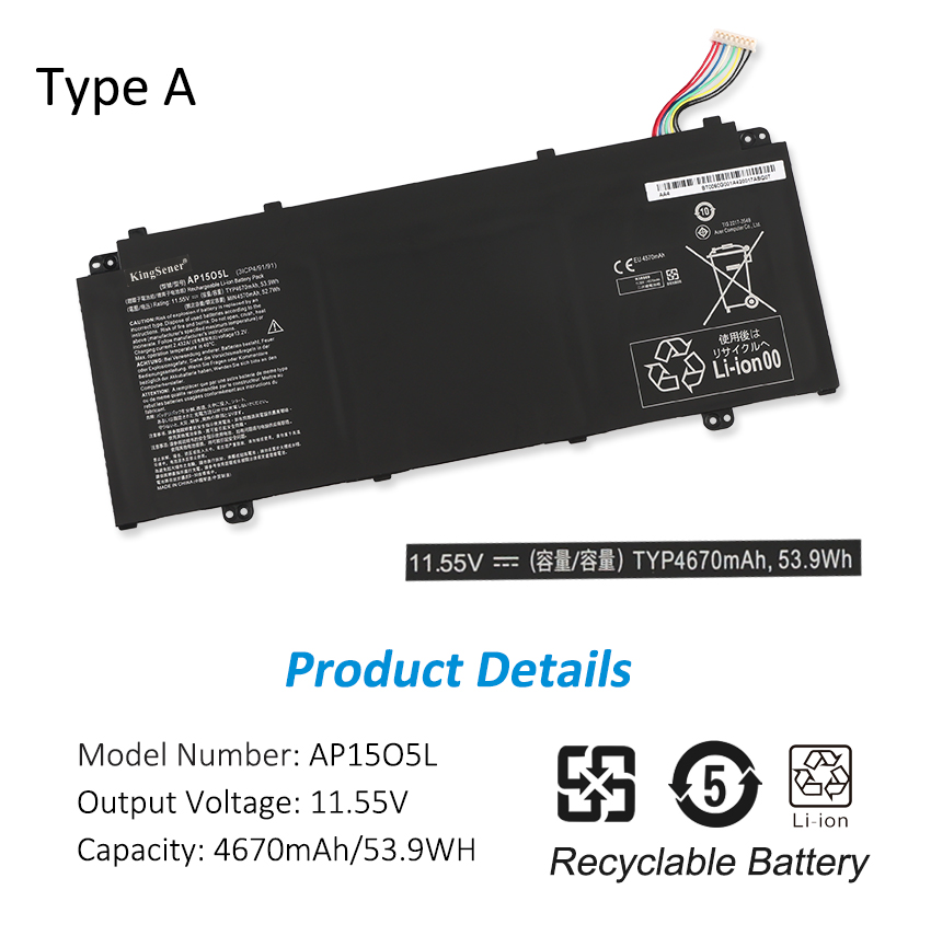 ZTHY AP15O5L - Batería de repuesto para portátil Acer Aspire S13 S5-371 Chromebook R13 CB5-312T Swift 1 SF114-32 Swift 5 SF514-51 SF515-51T Predator Triton 700 PT715-51 Spin 5 SP513-51 2N SP51 ZTHY AP15O5L - Batería de repuesto para portátil Acer Aspire S13 S5-371 Chromebook R13 CB5-312T Swift 1 SF114-32 Swift 5 SF514-51 SF515-51T Predator Triton 700 PT715-51 Spin 5 SP513-51 2N SP51
