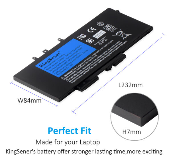 Batterie Pour Dell Latitude & Precision - Réf. GJKNX - 7.6V 68Wh - Compatible Nombreux Modèles