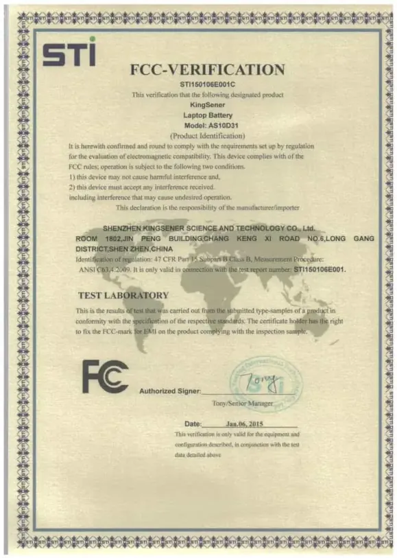 LVD certificate