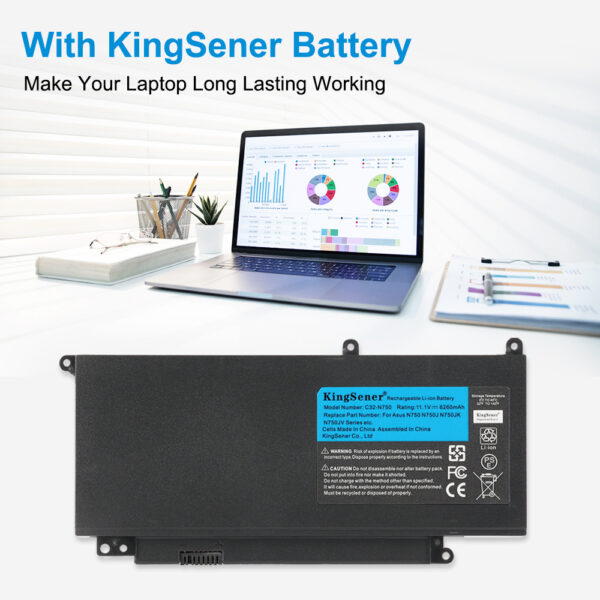 Batteria Per Laptop C32-N750 69Wh Compatibile Con Asus N750JK N750JV Series - 11.1V