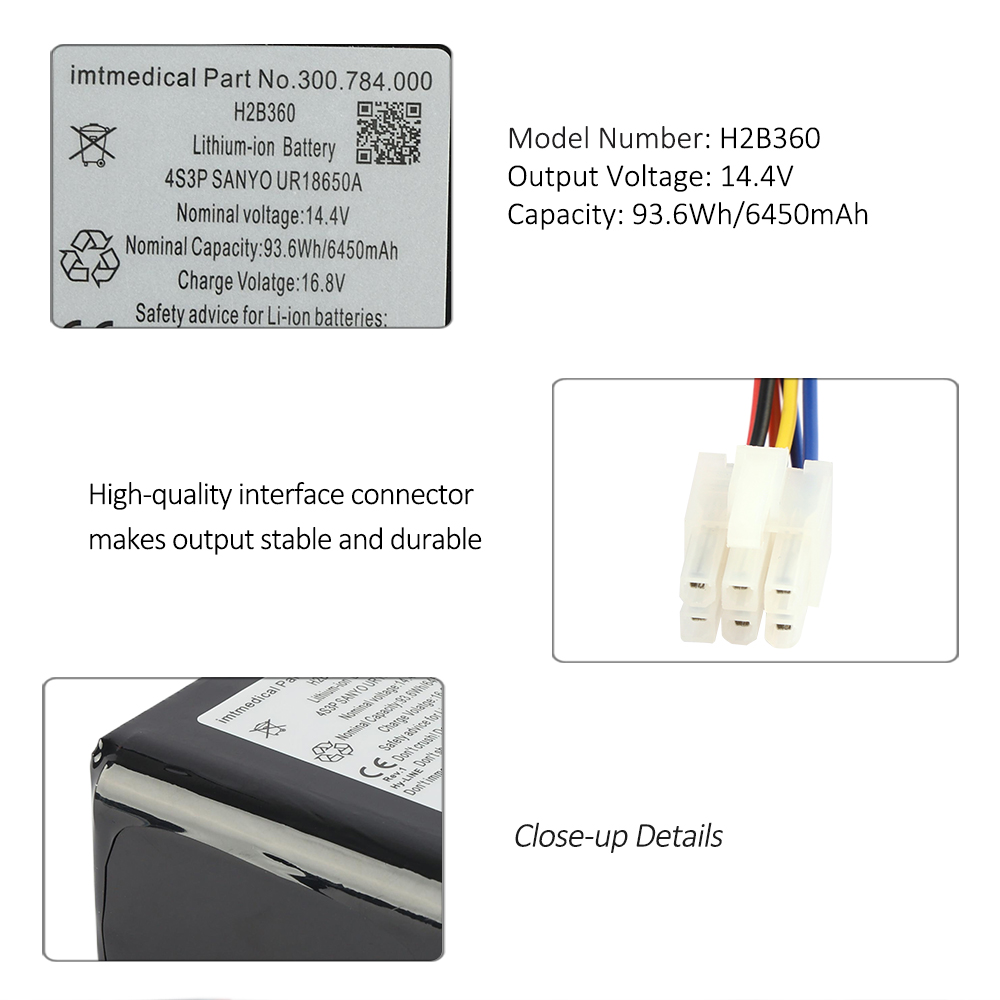 Bellavista-H2B360-14.4V-93.6Wh-Medical-Battery