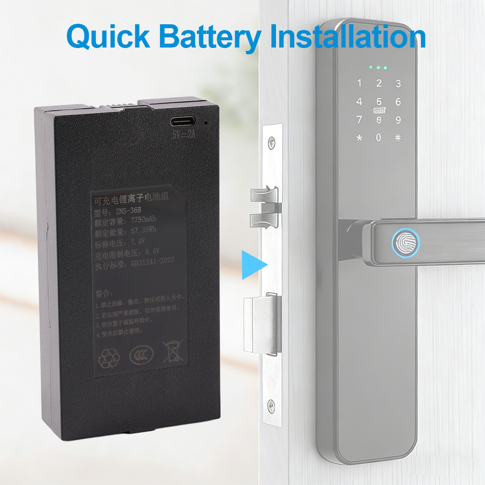 ZNS-36B-7.4V-57.35Wh-Smart-Door-Lock-Battery
